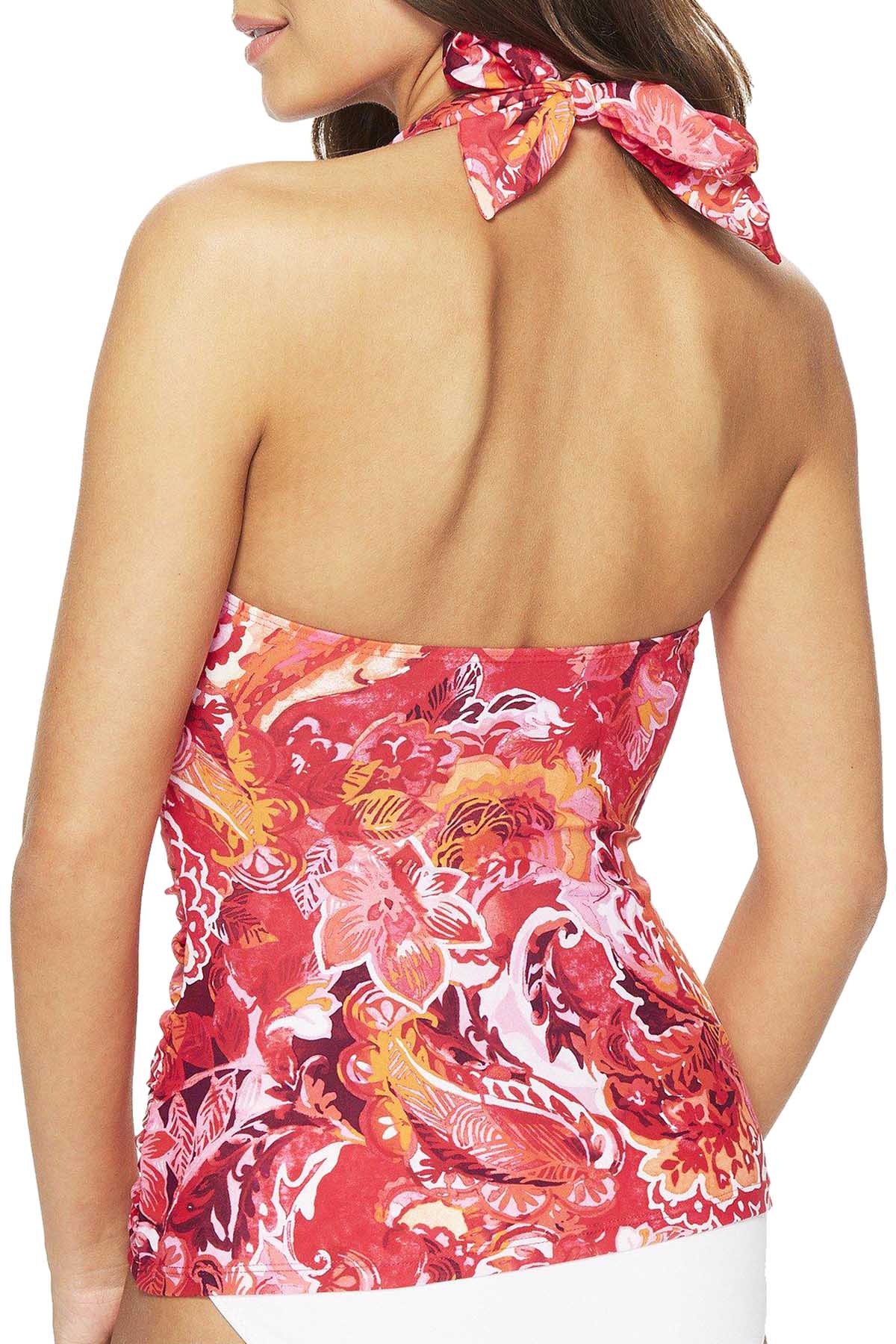 Lauren Ralph Lauren Exotic Slimming Halterkini Top in Coral Print