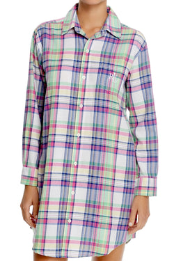 Lauren Ralph Lauren Green/Purple Portofino Brushed Twill His Sleepshirt thumbnail 2
