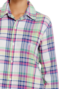 Lauren Ralph Lauren Green/Purple Portofino Brushed Twill His Sleepshirt thumbnail 4