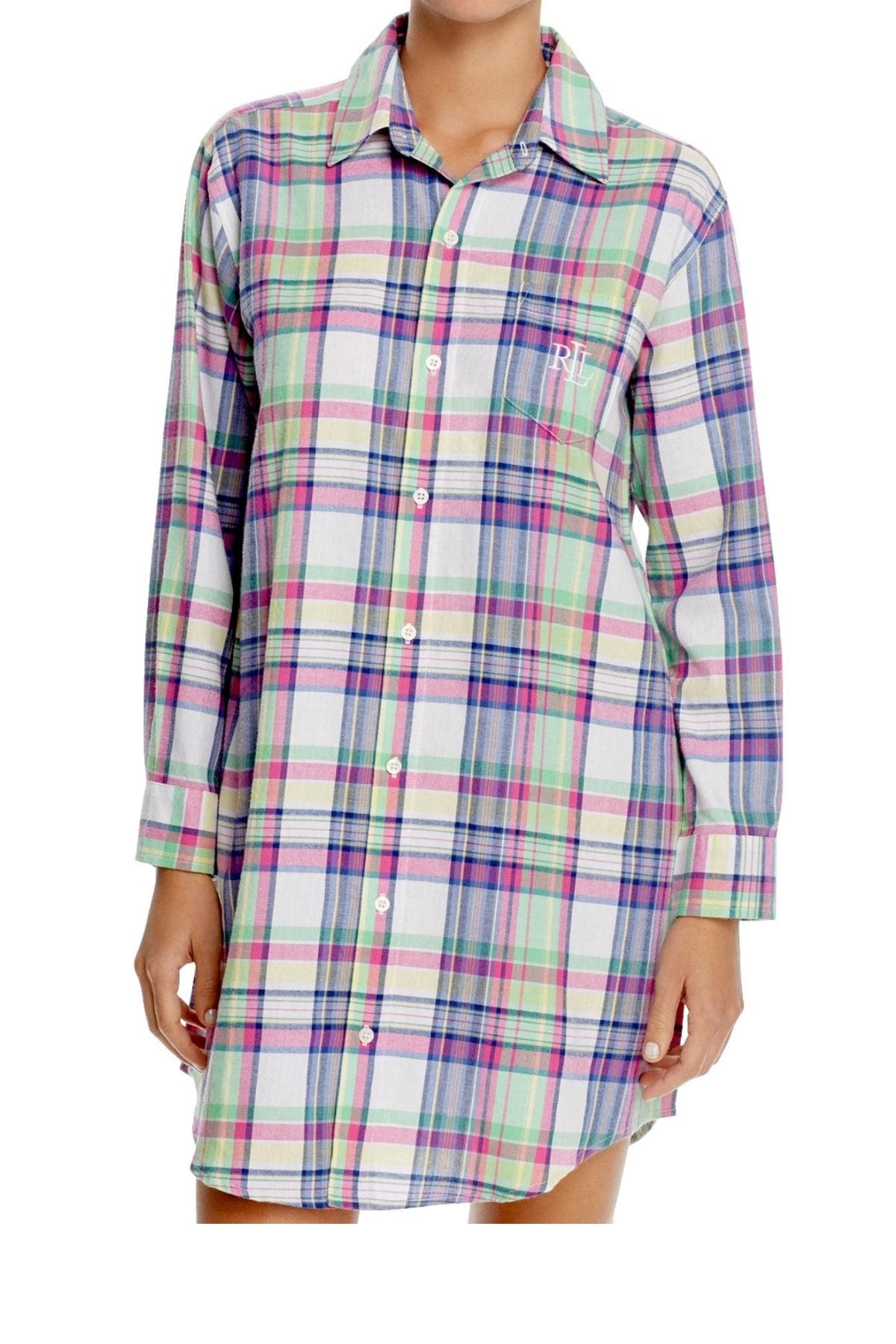 Lauren Ralph Lauren Green/Purple Portofino Brushed Twill His Sleepshirt
