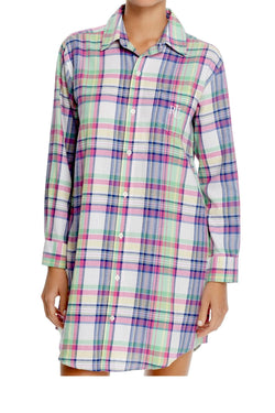 Lauren Ralph Lauren Green/Purple Portofino Brushed Twill His Sleepshirt thumbnail 1