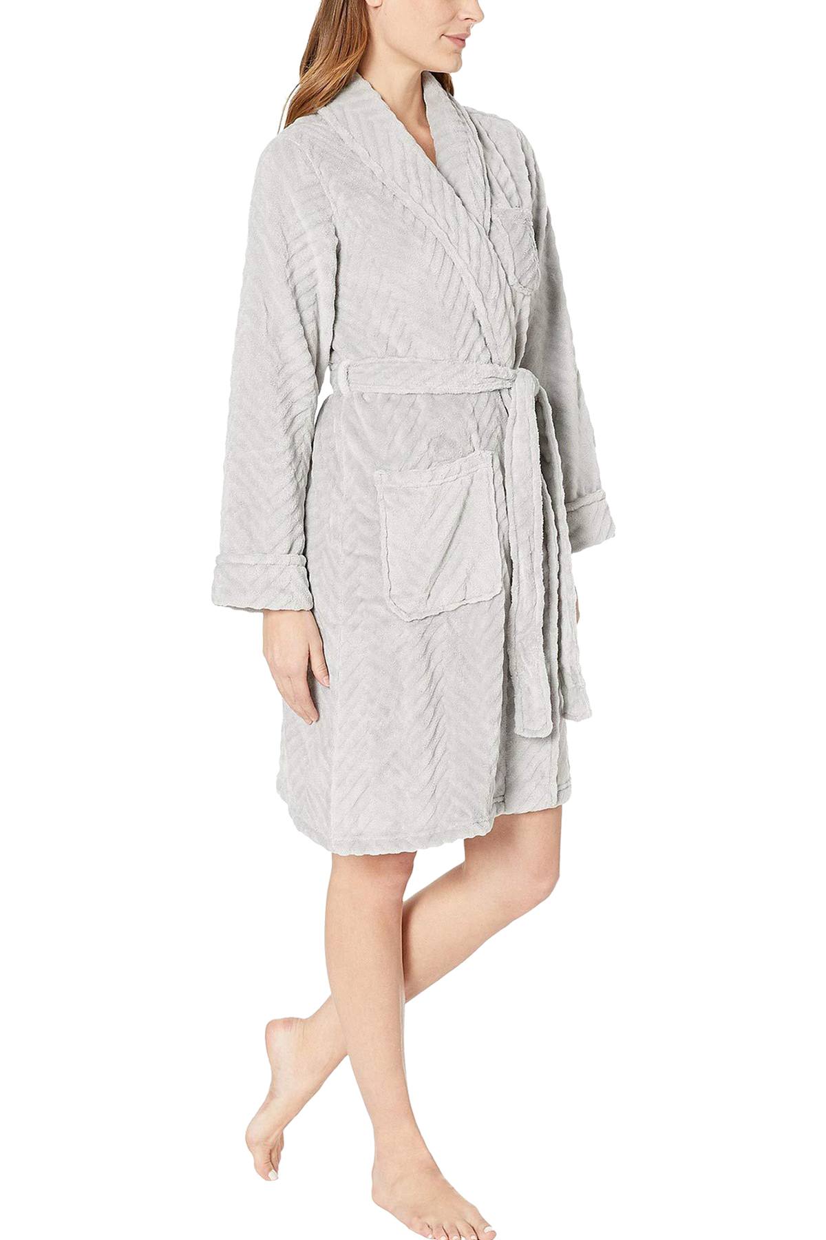 Lauren Ralph Lauren Grey Shawl-Collar Fleece Short Robe