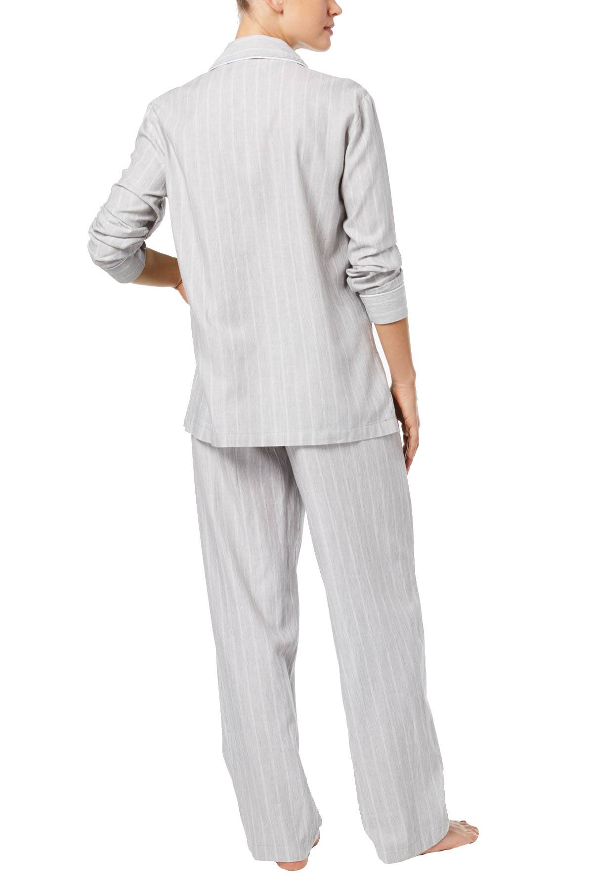 Lauren Ralph Lauren Grey-Striped Paris Woven Pajama Set