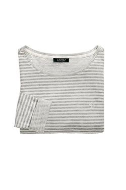 Lauren Ralph Lauren Heather-Grey Striped Fitted Lounge Top thumbnail 2