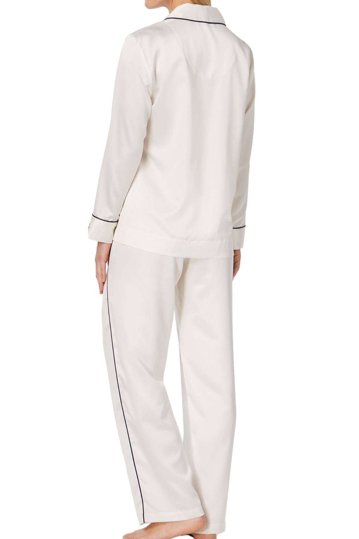 Lauren Ralph Lauren Ivory/Navy French Riviera Contrast-Piping Pajama Set