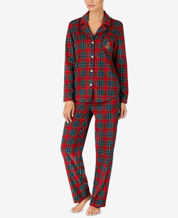 Lauren Ralph Lauren Long Printed Pajama Set Red Plaid thumbnail 1