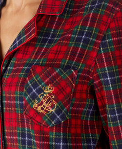Lauren Ralph Lauren Long Printed Pajama Set Red Plaid thumbnail 2