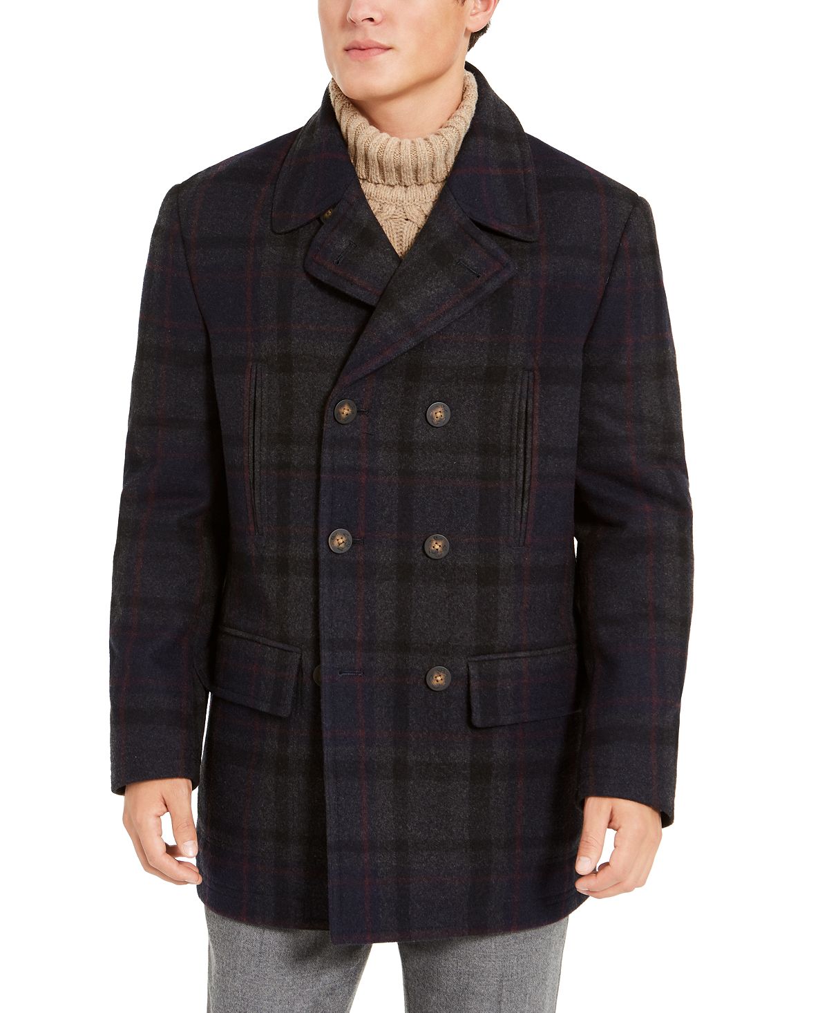 Lauren Ralph Lauren Luke Wool-blend Classic-fit Peacoat Navy Plaid