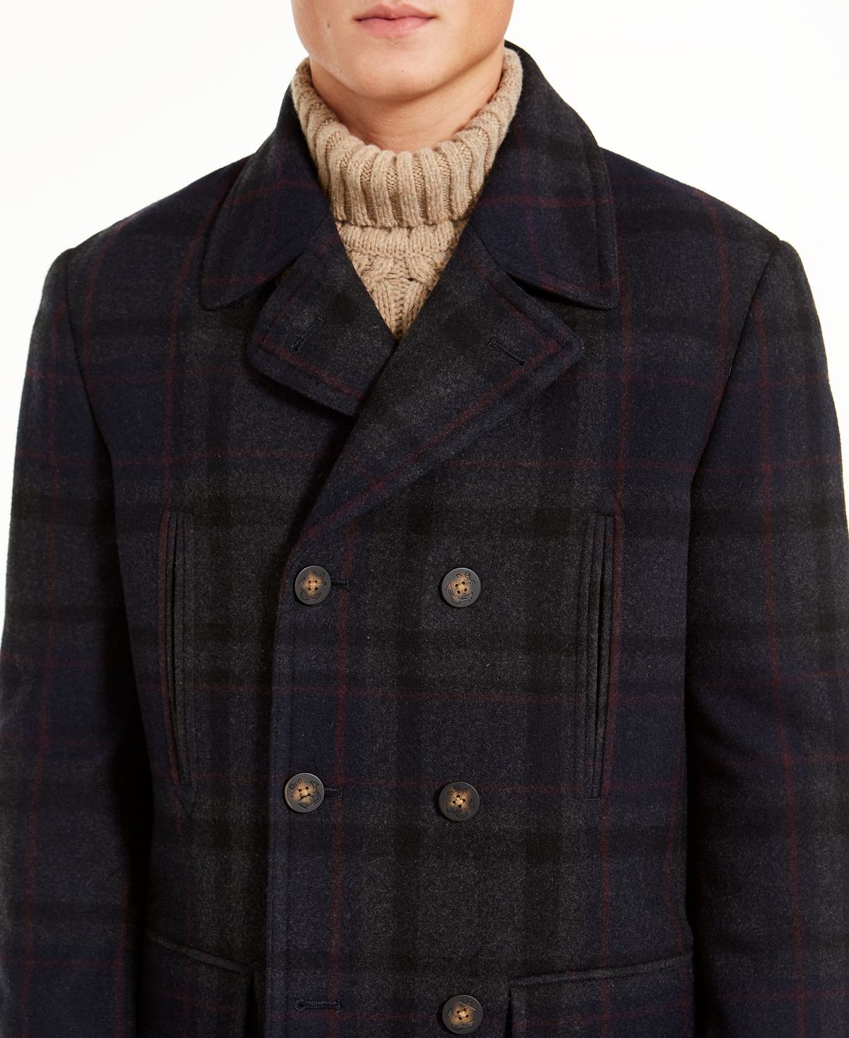 Lauren Ralph Lauren Luke Wool-blend Classic-fit Peacoat Navy Plaid