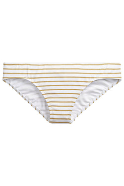 Lauren Ralph Lauren Metallic Stripe Bikini Bottom in White/Gold thumbnail 3