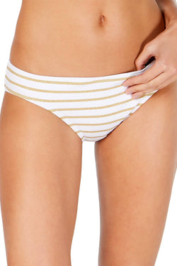 Lauren Ralph Lauren Metallic Stripe Bikini Bottom in White/Gold thumbnail 2
