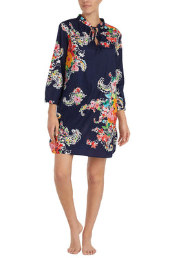 Lauren Ralph Lauren Navy-Printed Seaside Classic Necktie Nightgown thumbnail 1