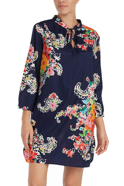 Lauren Ralph Lauren Navy-Printed Seaside Classic Necktie Nightgown thumbnail 3