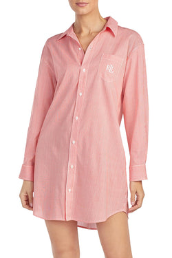 Lauren Ralph Lauren Orange Striped Seaside Classic Sleepshirt thumbnail 2