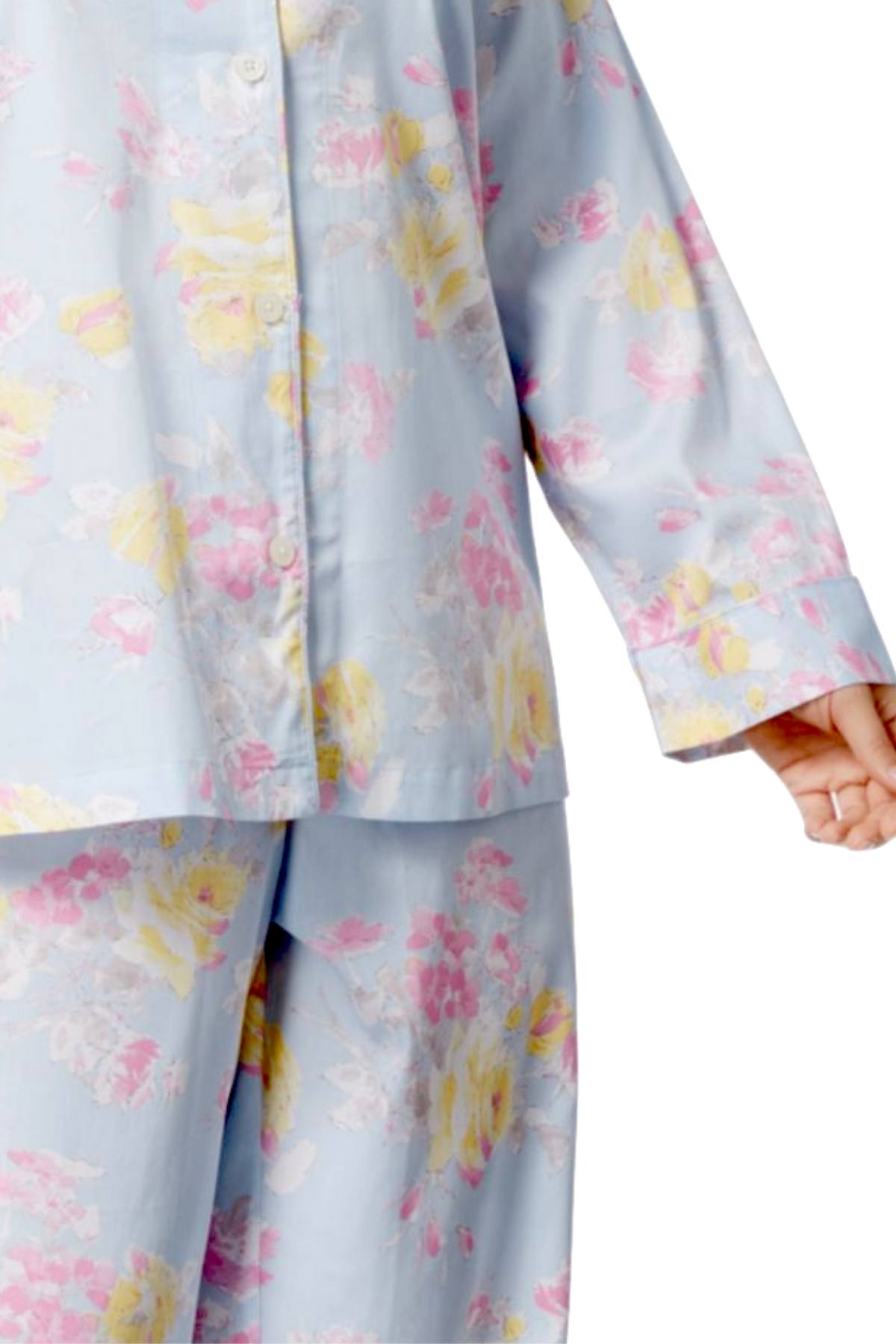 Lauren Ralph Lauren PLUS Blue/Floral-Print Cotton/Sateen Pajama Set