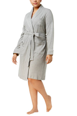 Lauren Ralph Lauren PLUS Heather-Grey Shawl-Collar Wrap Robe thumbnail 1