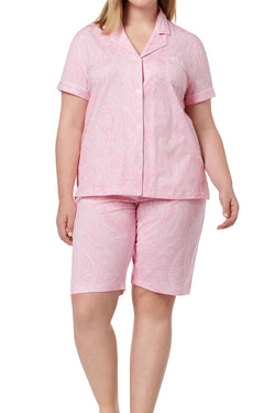 Lauren Ralph Lauren PLUS Pink-Paisley Bingham Bermuda Pajama Set thumbnail 1