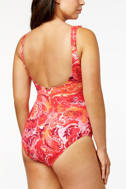 Lauren Ralph Lauren PLUS Printed Coral Tummy Control Swimsuit thumbnail 2