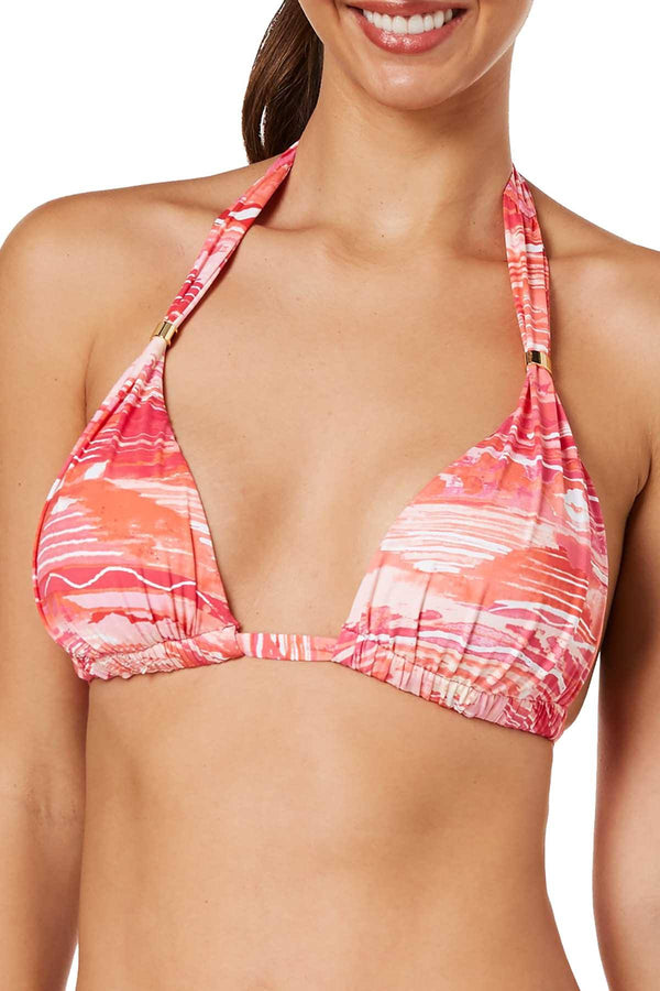 Lauren Ralph Lauren Pink/Coral Calypso Halter Bikini Top