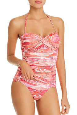 Lauren Ralph Lauren Pink/Coral Calypso Tummy-Control Bandeau Tankini Top thumbnail 4
