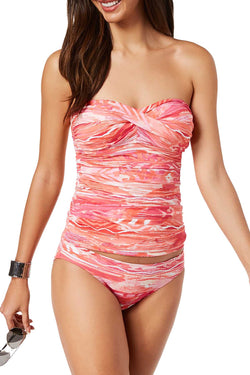 Lauren Ralph Lauren Pink/Coral Calypso Tummy-Control Bandeau Tankini Top thumbnail 2
