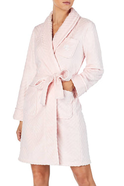 Lauren Ralph Lauren Pink Plush Sculpted Robe thumbnail 1