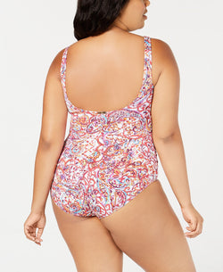 Lauren Ralph Lauren Plus Ruffled Underwire One-piece Tummy-control Swimsuit Purple Multi thumbnail 2