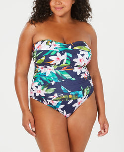 Lauren Ralph Lauren Plus Watercolor Tropical Printed Underwire One-piece Swimsuit Watercolor Tropical Floral thumbnail 1