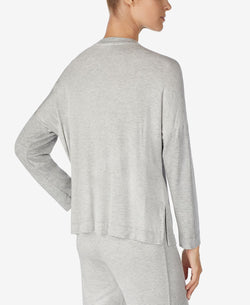 Lauren Ralph Lauren Print & Logo Long-sleeve Knit Pajama Top Heather Stripe thumbnail 2