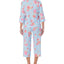 Lauren Ralph Lauren Printed 3/4 Sleeve Capri Pants Pajama Set Turq Print