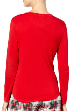 Lauren Ralph Lauren Red Giftables Henley Pajama Lounge Top thumbnail 2