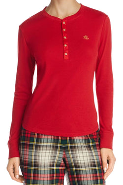 Lauren Ralph Lauren Red/Plaid Henley Pajama Set thumbnail 3