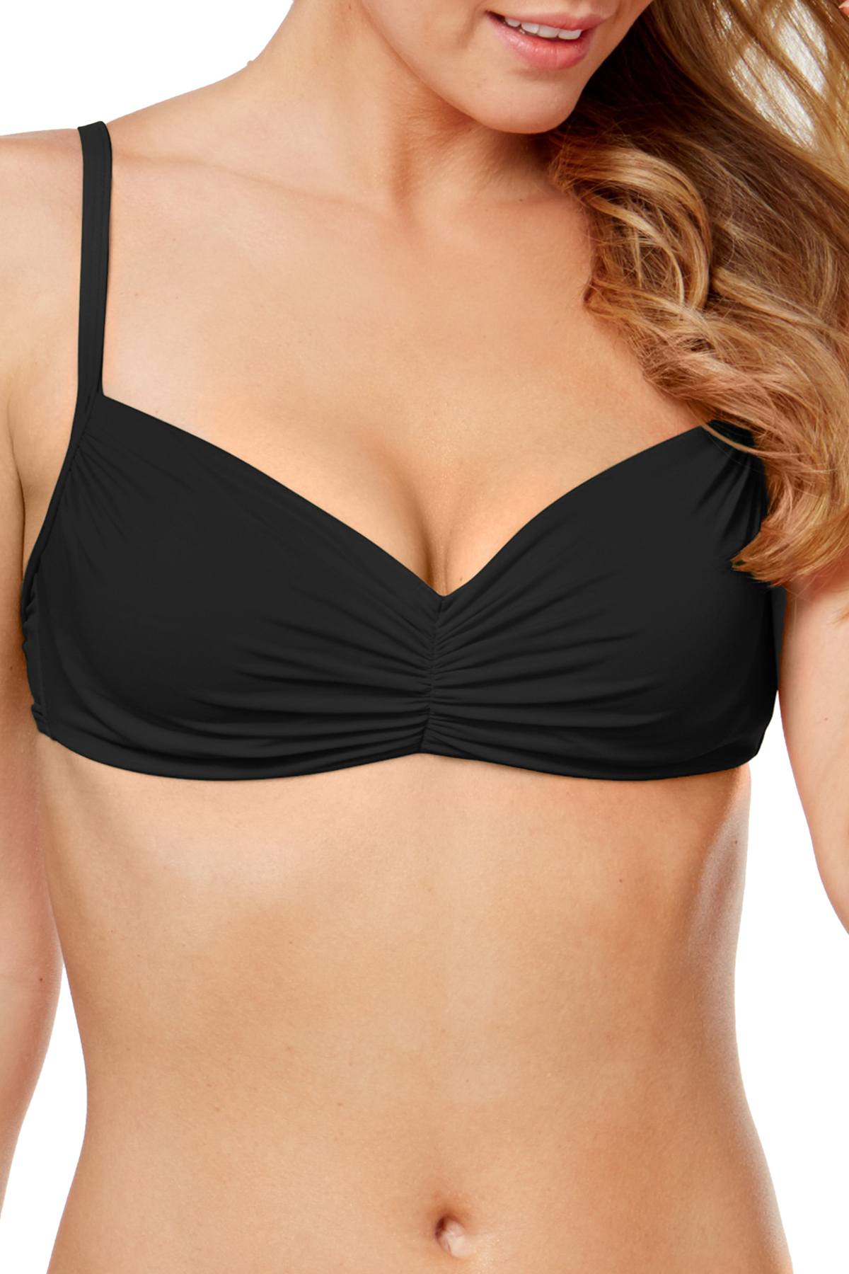 Lauren Ralph Lauren Shirred Underwire Bikini Top in Black