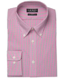Lauren Ralph Lauren Slim-fit Wrinkle Resistant Ultraflex Performance Stretch Mint Mini-check Dress Shirt Magenta thumbnail 1