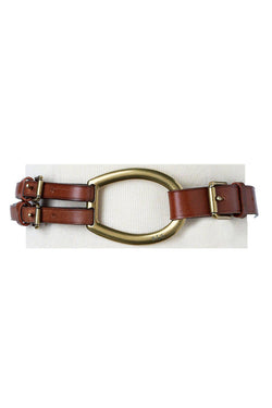 Lauren Ralph Lauren Tan Vachetta Tri-Strap Leather Belt thumbnail 2