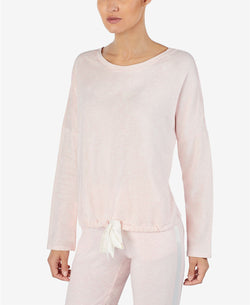 Lauren Ralph Lauren Tie Hem French Terry Lounge Top in Pink Heather thumbnail 3