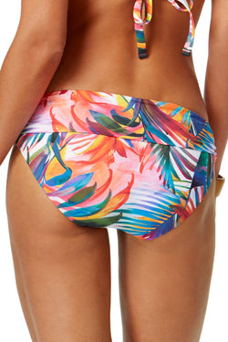 Lauren Ralph Lauren Tropic Palm Shirred Hipster Bikini Bottom in Multicolor thumbnail 4