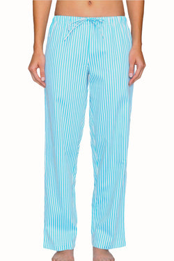 Lauren Ralph Lauren Turquoise-Stripe Sateen Pajama 2-Piece Set thumbnail 4