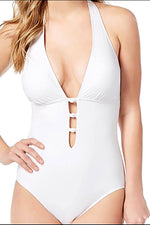 Lauren Ralph Lauren White Lattice Halter Swimsuit