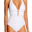 Lauren Ralph Lauren White Lattice Halter Swimsuit