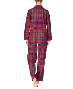 Lauren Ralph Lauren Wo Brushed Twill Pajama Set Red Plaid thumbnail 3
