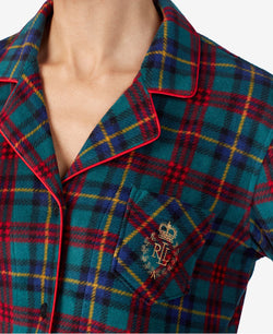Lauren Ralph Lauren Wo Printed Fleece Pajama Set Grn Pld thumbnail 3