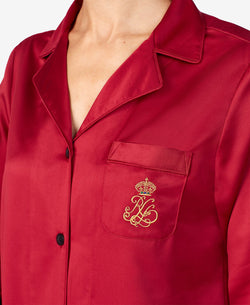 Lauren Ralph Lauren Wo Satin Pajama Set Crimson thumbnail 3