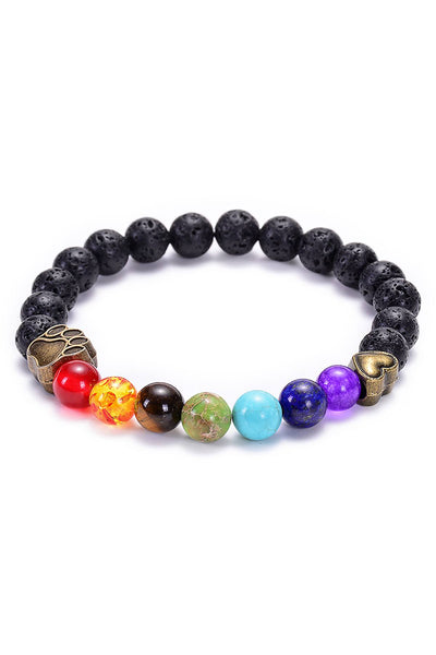 Lava Stone 7-Chakra Dog Lover Reiki Healing Bracelet