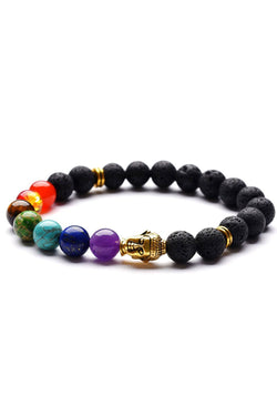 Lava Stone 7-Chakra Gold Buddha Reiki Healing Bracelet thumbnail 1