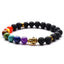 Lava Stone 7-Chakra Gold Buddha Reiki Healing Bracelet