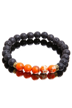 Lava Stone / Orange Imperial Stone Reiki Healing Bracelet thumbnail 2