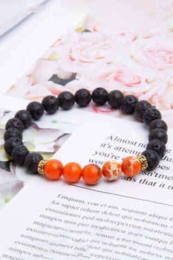 Lava Stone / Orange Imperial Stone Reiki Healing Bracelet thumbnail 3