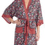 Layla Charcoal Floral Mixed-Print Short Wrap Robe + Headband