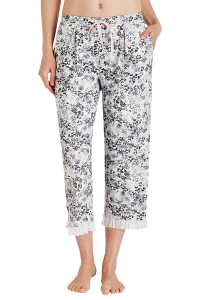 Layla Grey/White Sweet Things Printed Capri Pajama Pant